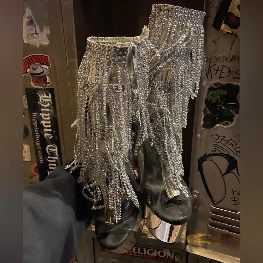 Worn Rhinestone Fringe Pleaser Boot - Picture 2 of 6
